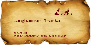 Langhammer Aranka névjegykártya